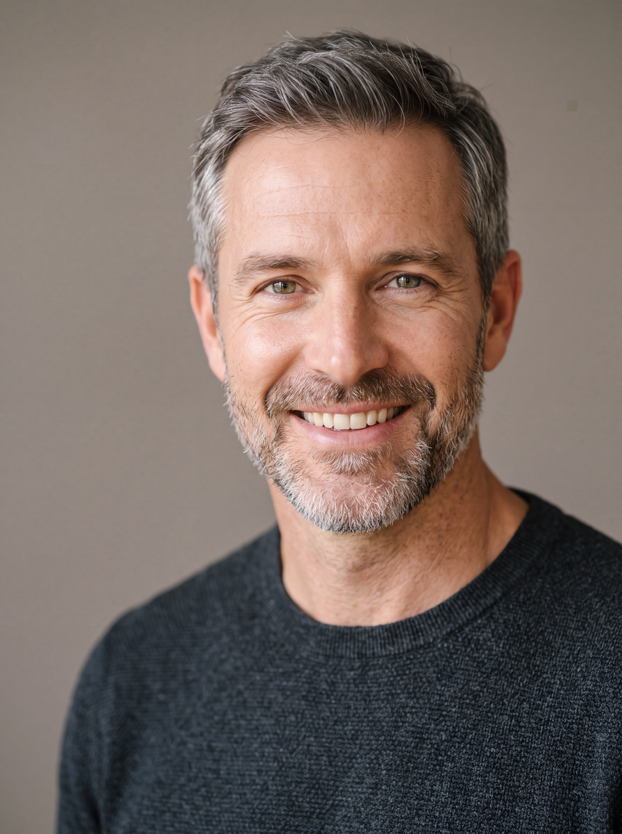 Firefly_realistic close up picture of a handsome middle aged man smiling, could be a marketin 251960-2